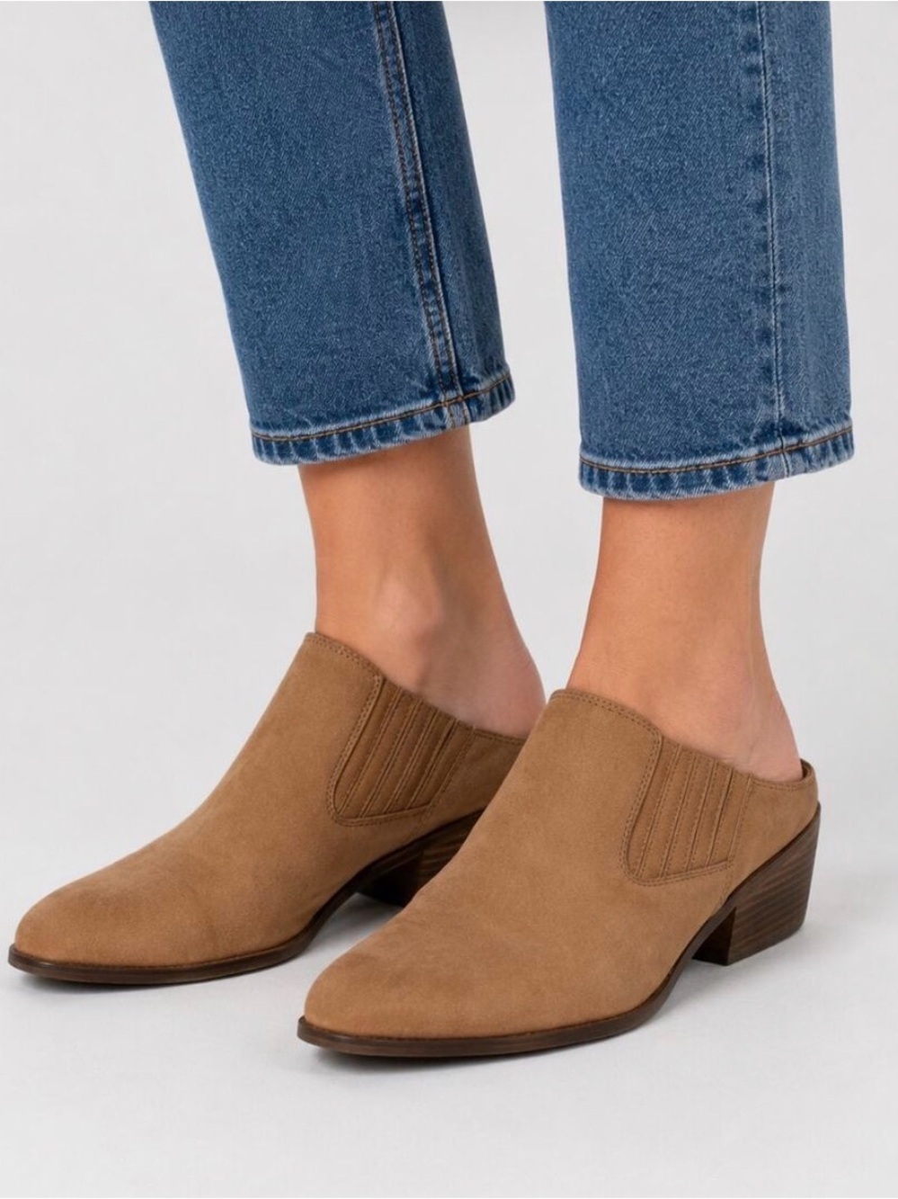Frye Rowen Tan Suede Mules, 6.5